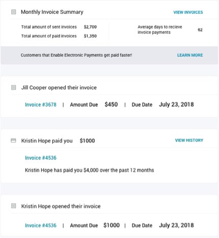 Autobooks invoices screen.