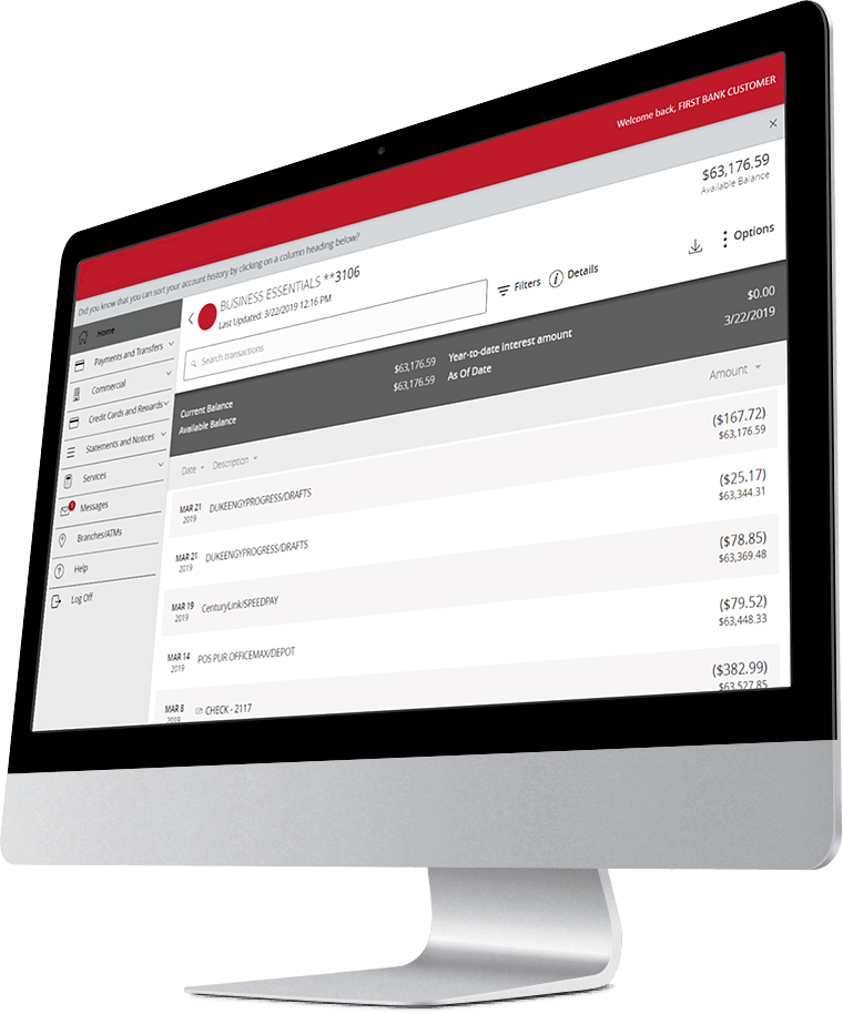 Desktop computer with Ariston Credit Union account