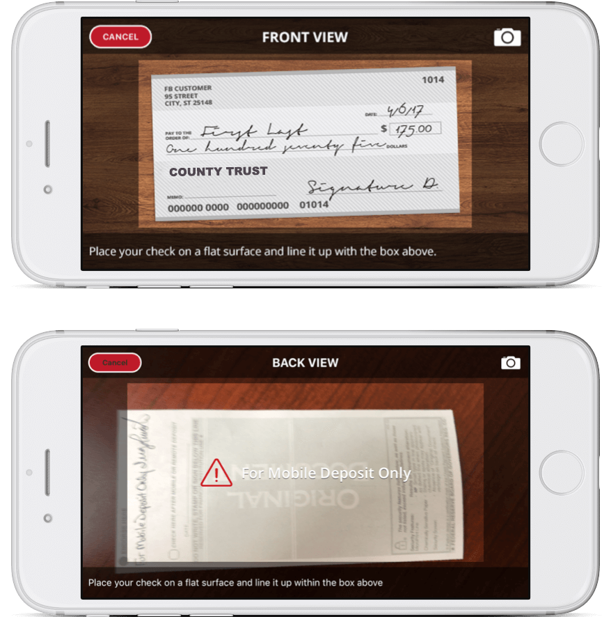 phone with Ariston Credit Union mobile check deposit app