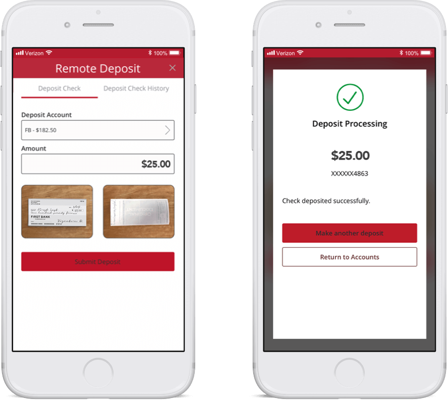 phone with Ariston Credit Union mobile check deposit app